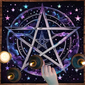 Pentagram Wicca Altar Cloth - Pentacle Pagan Tablecloth For Tarot Reading