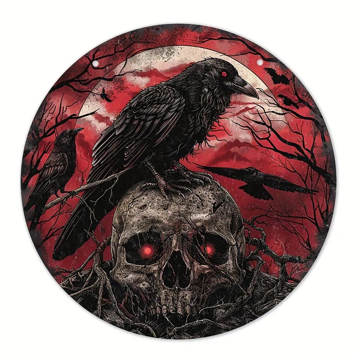 Skull Raven Halloween Suncatcher Crow Window Decor Gothic Home Decor-MoonChildWorld