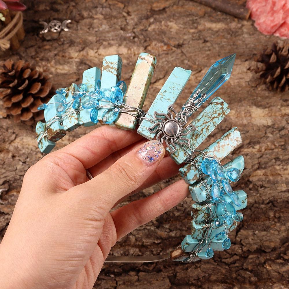 Natural Crystal Tiaras Crown Witchy Hair Accessories-MoonChildWorld
