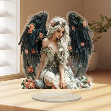 Beautiful Angel Acrylic Decorative Plaque Desktop Decor Elves Pagan Table Ornament