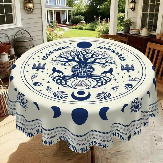 Viking Rune Tree of Life Tablecloth for Wicca Pagan Home Decor