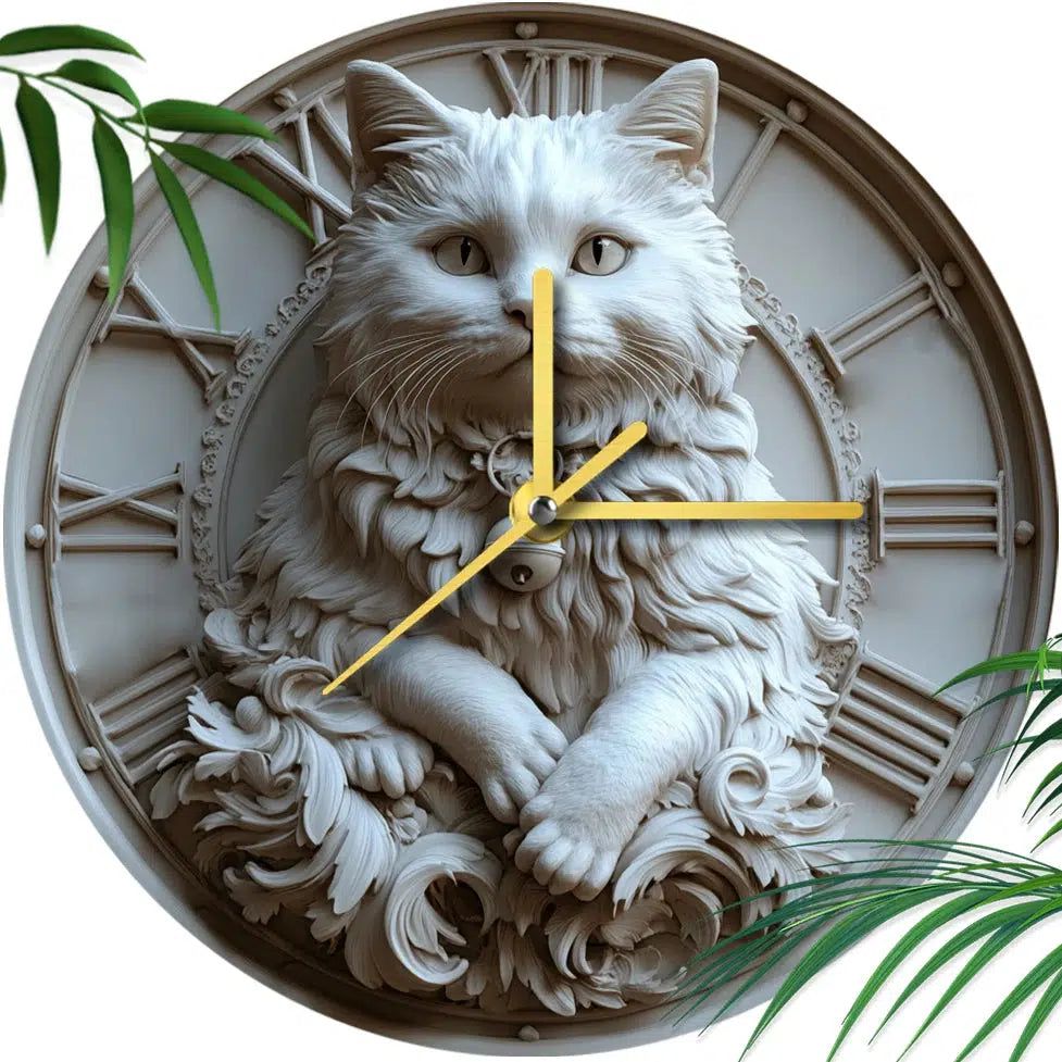 British Longhair Cat Wall Clock for Cat Lovers-MoonChildWorld