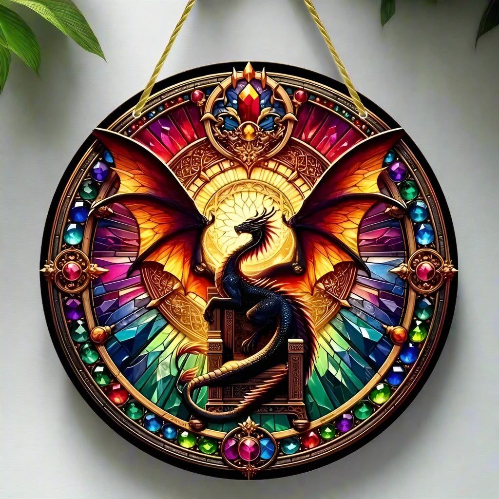 Dragon Wooden Sign Mythical Dragon Hanging Sign-MoonChildWorld