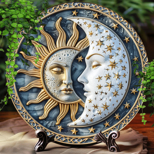 Celestial Sun Moon Metal Sign