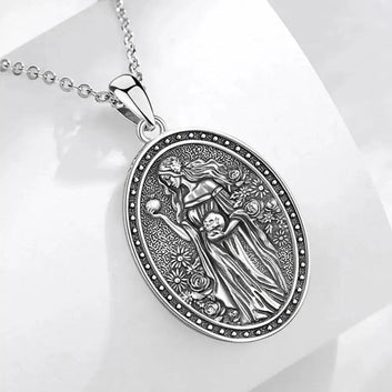 925 Silver Dark Goddess Persephone Necklace Pomegranate Skull Greek Mythology Necklace Wicca Pagan Jewelry
