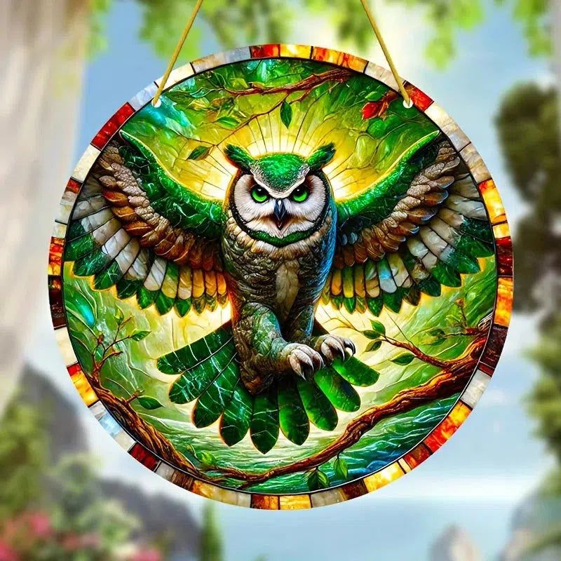 Spirit Owl Suncatcher Forest Owl Acrylic Sign Owl Window Hanging-MoonChildWorld