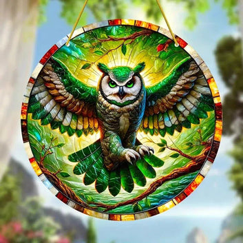 Spirit Owl Suncatcher Forest Owl Acrylic Sign Owl Window Hanging