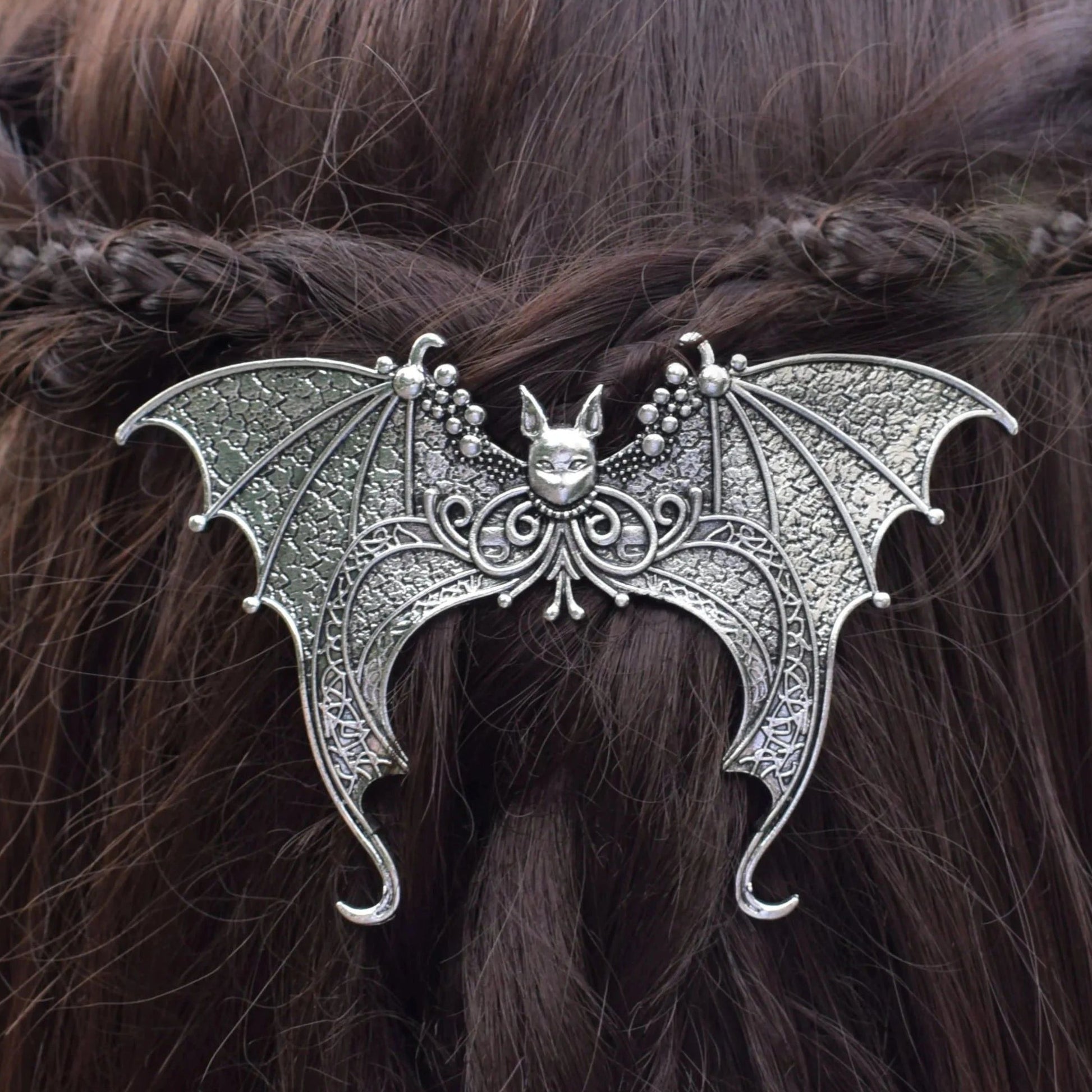 Gothic Bat Hairpin Halloween Bat Barrette Barrette Witchy Hair Accessory-MoonChildWorld