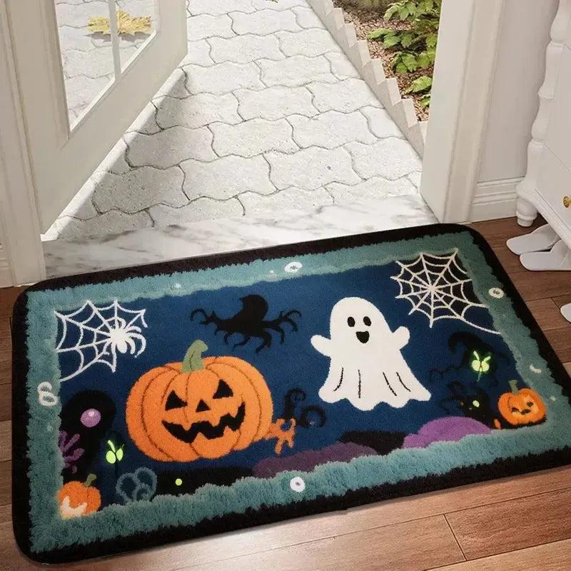 Gothic Halloween Doormat - Spooky Ghost, Cat & Bat Design - Witchy Home Decor-MoonChildWorld