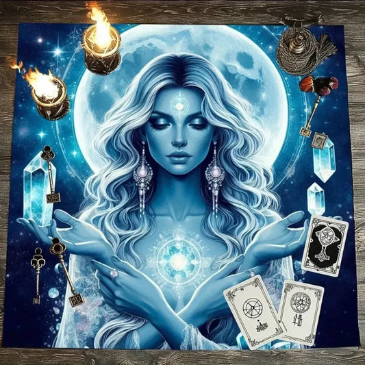 Moon Goddess Pagan Tarot Tablecloth Witchy Altar Cloth for Divination Wiccan Home Decor