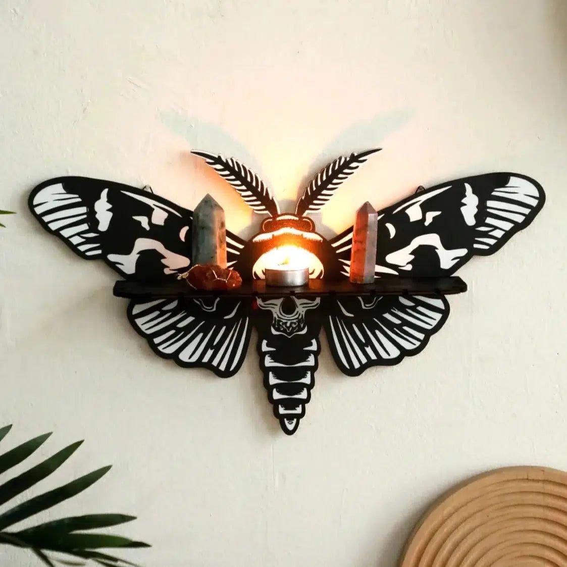 Halloween Wall Decor Death Moth Crystal Shelf Gothic Home Decor-MoonChildWorld