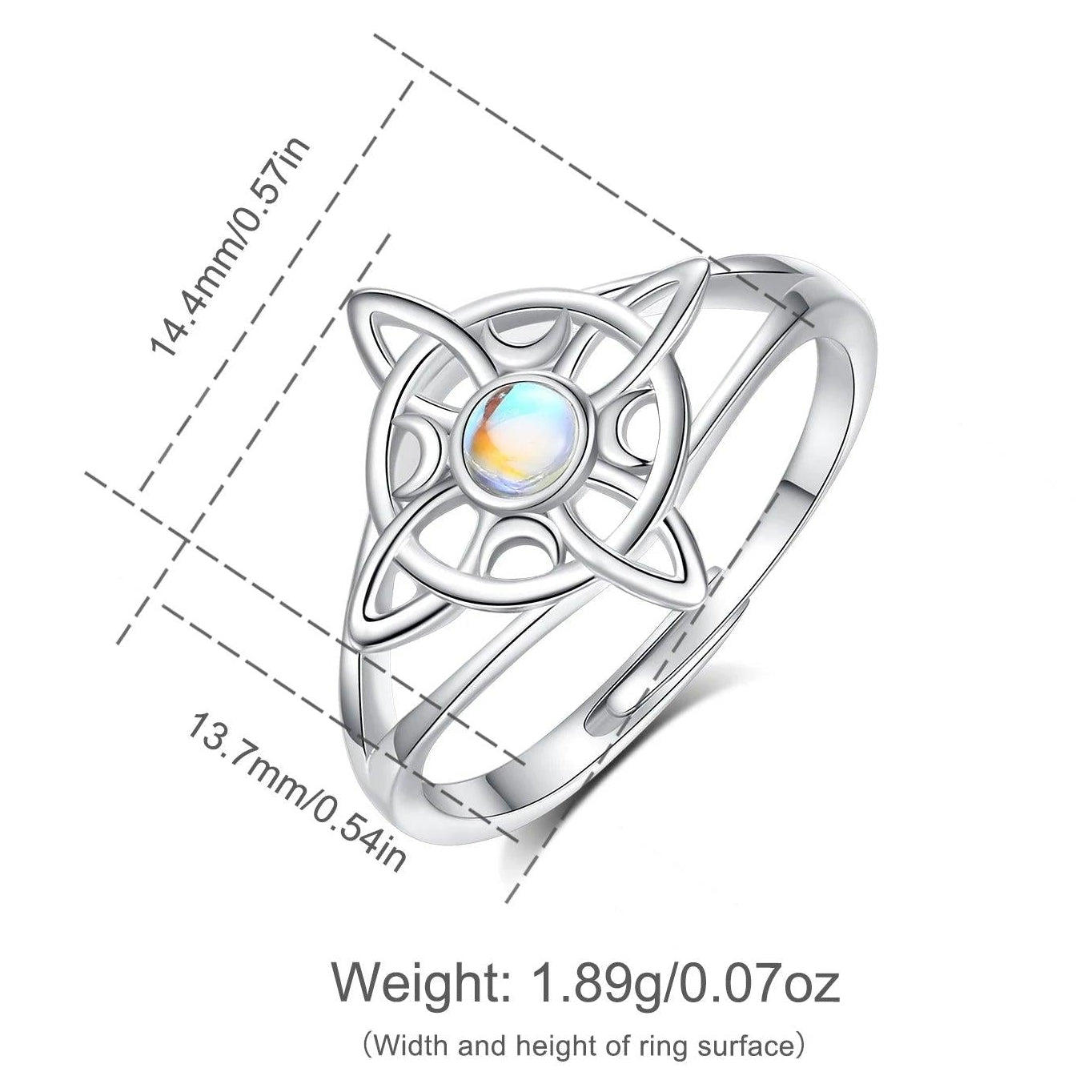 925 Sterling Silver Witchcraft Celtic Knot Witch Ring Wicca Pagan Jewelry Protection Amulet-MoonChildWorld