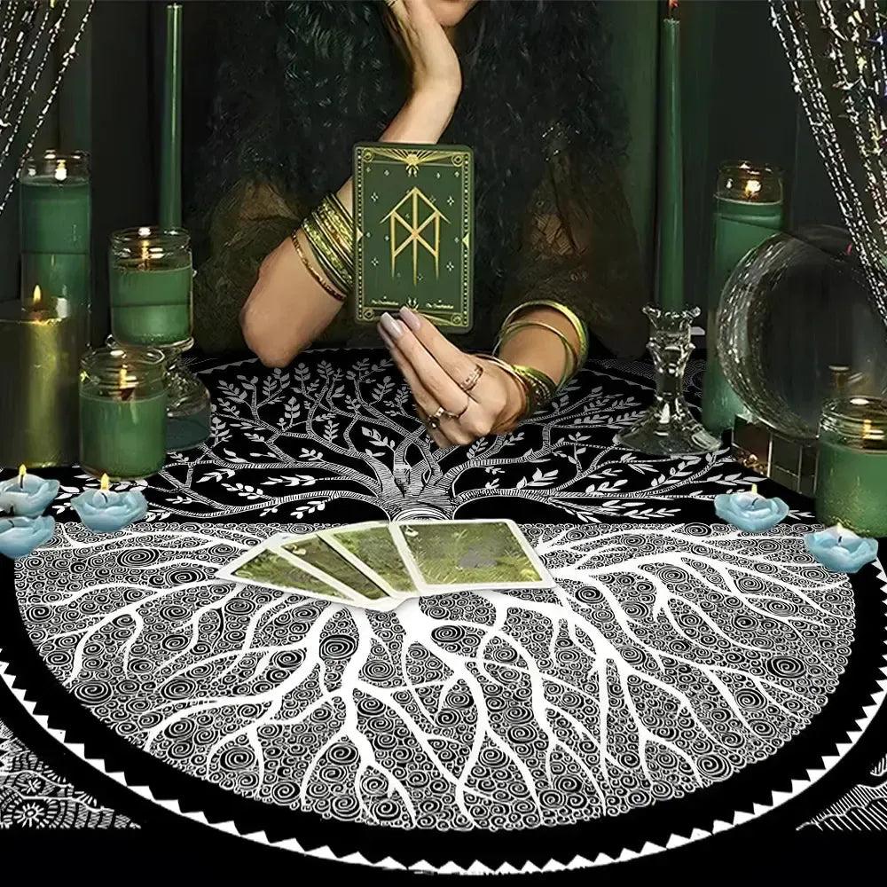 Witchcraft Tarot Tablecloth Sun Moon Tree of life Pagan Altar Cloth Wicca Divination Cloth-MoonChildWorld