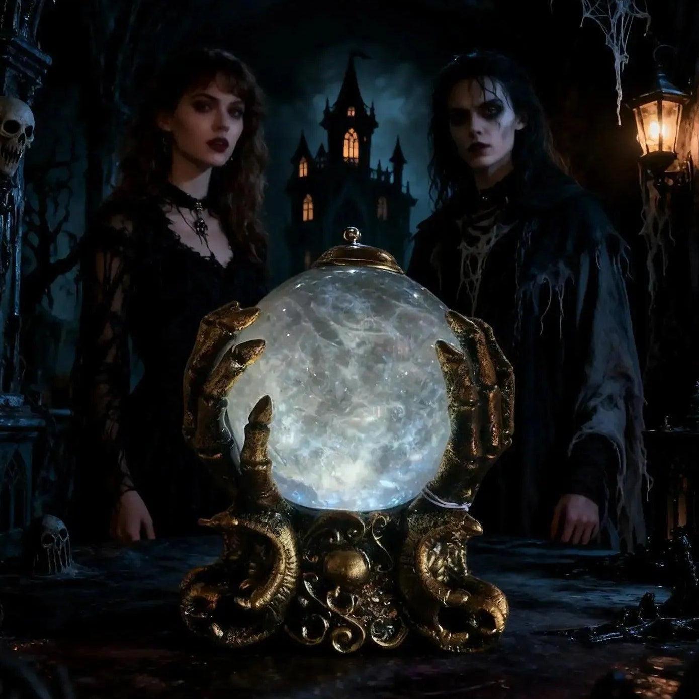 Crystal Ball Halloween LED Light Gothic Witch Lamp Desk Decorations for Witch Home Decor-MoonChildWorld