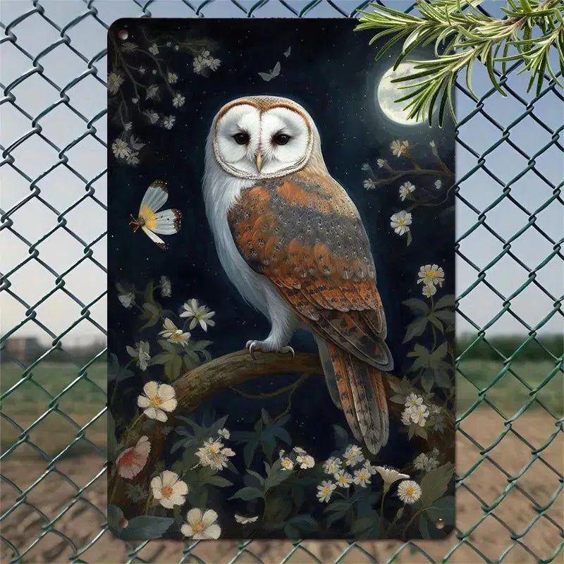 Mystic Owl Metal Wall Art Moon Owl Metal Sign Witchy Wall Decor-MoonChildWorld