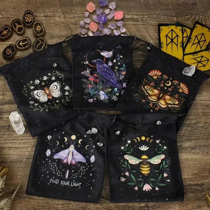 Velvet Tarot Cards Storage Bag Animal Tarot Pouch Rune Dice Crystal Jewelry Bag-MoonChildWorld