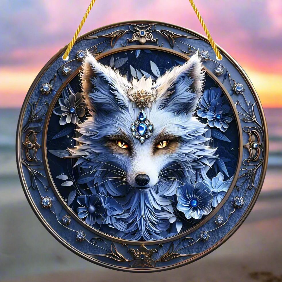 Spirit Fox Suncatcher Mystic Fox Acrylic Sign Window Decor-MoonChildWorld