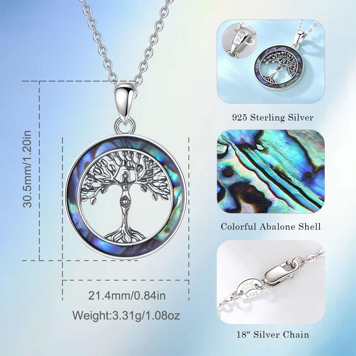 Mother Tree of Life Necklace Natural Abalone Shell Pagan Necklace-MoonChildWorld