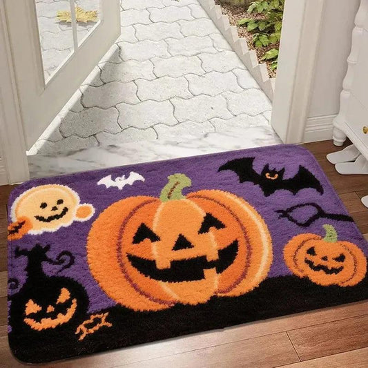 Gothic Halloween Ghost Pumpkin Spooky Door Mat for Witch Home Decor