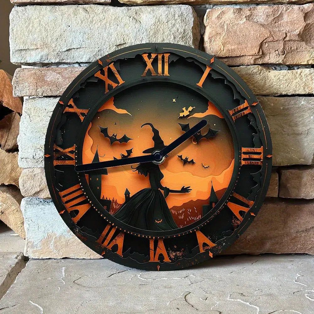 Halloween Witch Wall Clock Gothic Wall Clock-MoonChildWorld