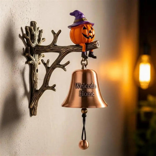 Spooky Halloween Witch Door Bell Vintage Style Shopkeepers Bell Metal Door Chime - Gothic Bell for Witchy Home Front Door