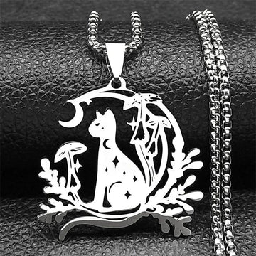 Celestial Cat Necklace Witchy Jewelry-MoonChildWorld