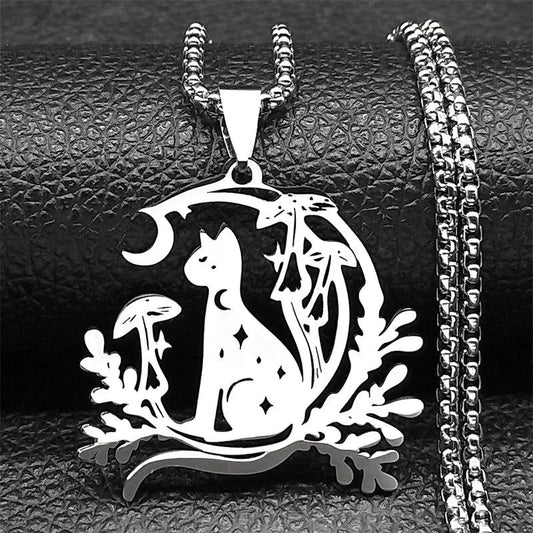 Celestial Cat Necklace Witchy Jewelry