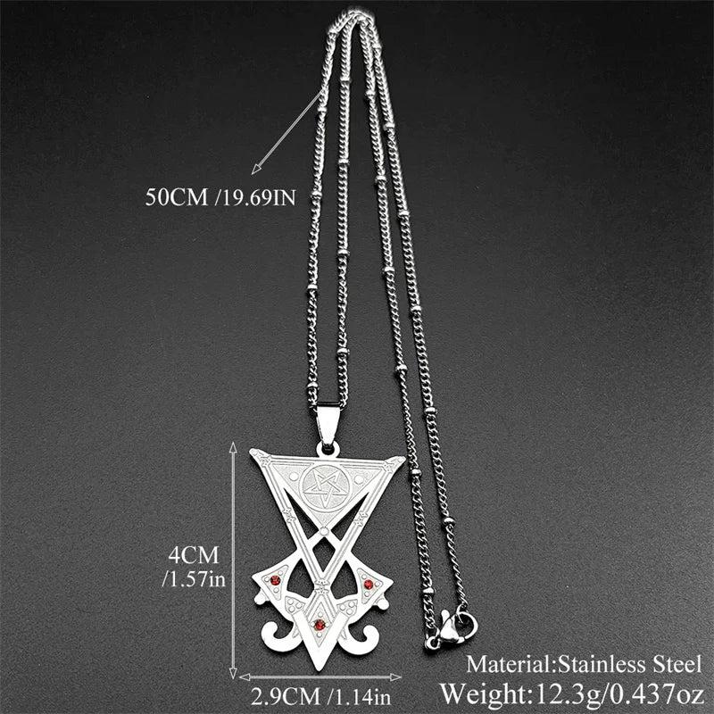 Sigil Church of Satan Inverted Pentagram Necklace Seal of Lucifer Devil Symbol Gothic Witch Jewelry-MoonChildWorld