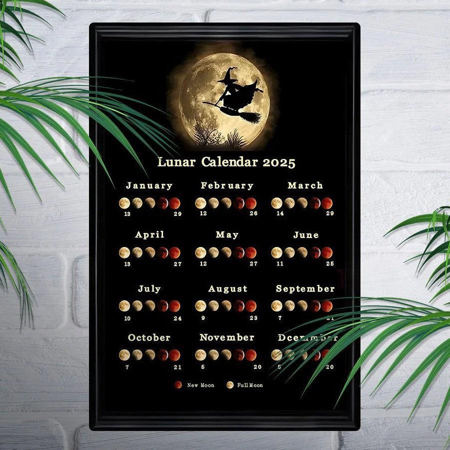 Witchy Metal Wall Art 2025 Wicca Moon Phases Calendar 2025 Lunar Moon Calendar-MoonChildWorld