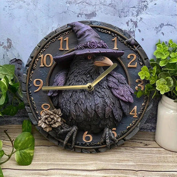 Gothic Crow Wall Clock Black Raven Witchy Wall Clock