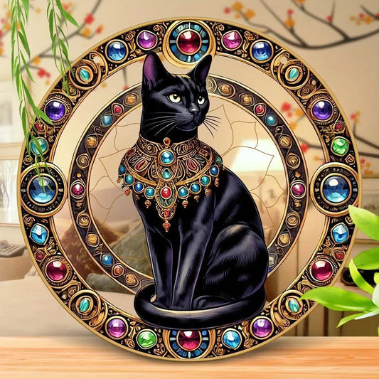 Egyptian Cat Suncatcher Charming Black Cat Window Hanging