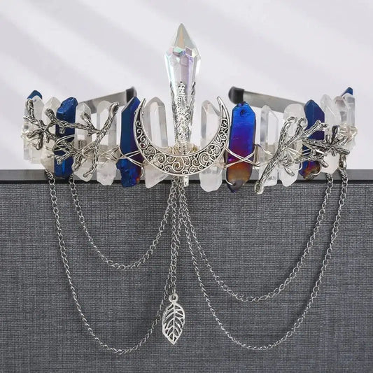 Natural Crystal Crown Goddess Tiara Moon Hair Accessories