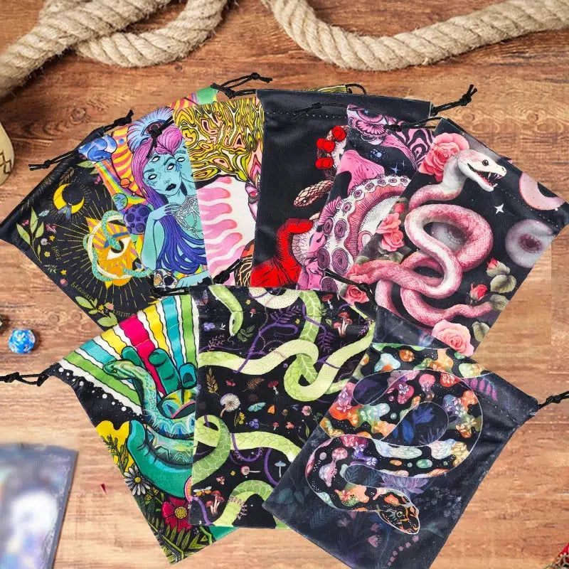 Velvet Tarot Card Storage Bag Witch Snake Tarot Pouch-MoonChildWorld