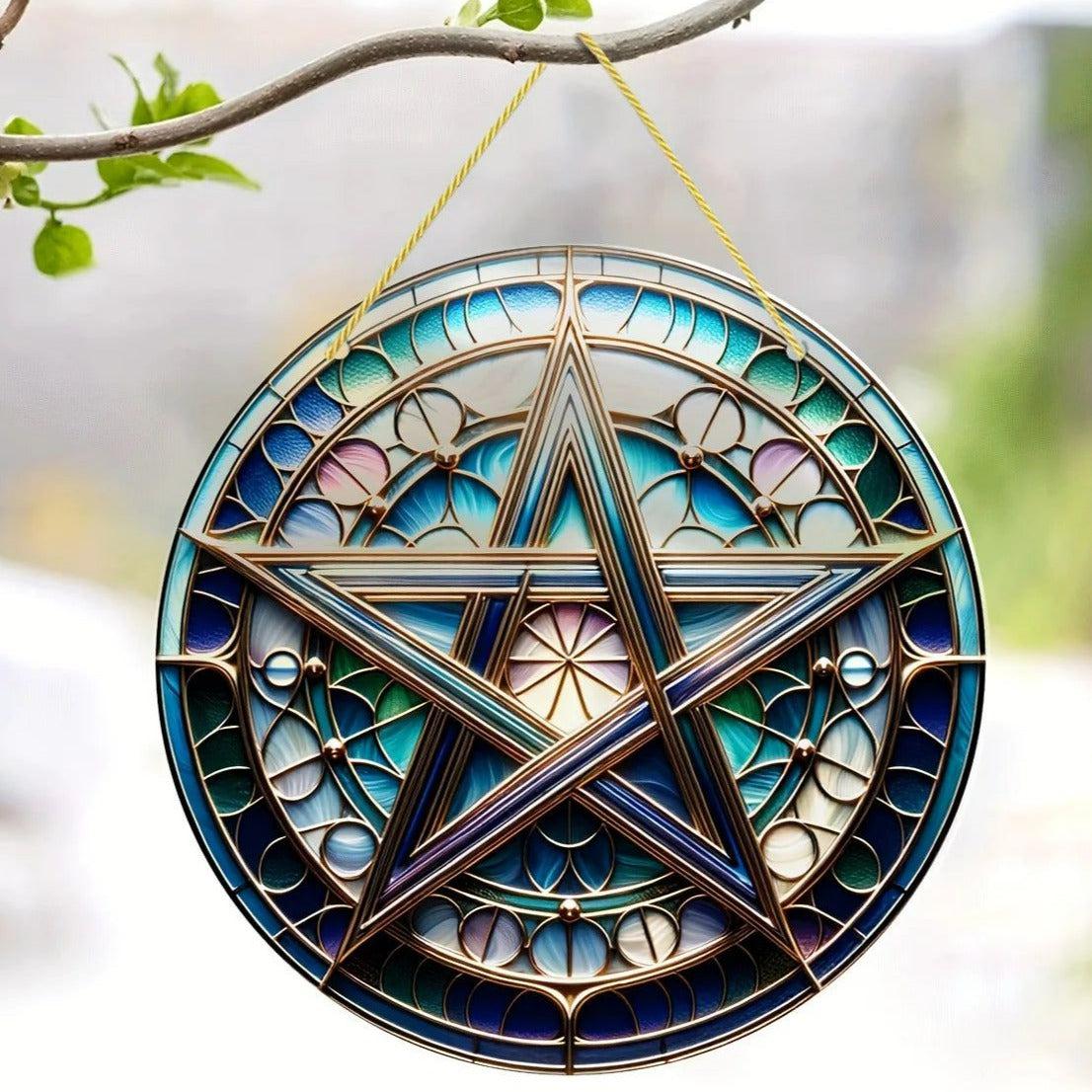 Wicca Pentacle Suncatcher Witchcraft Acrylic Sign-MoonChildWorld