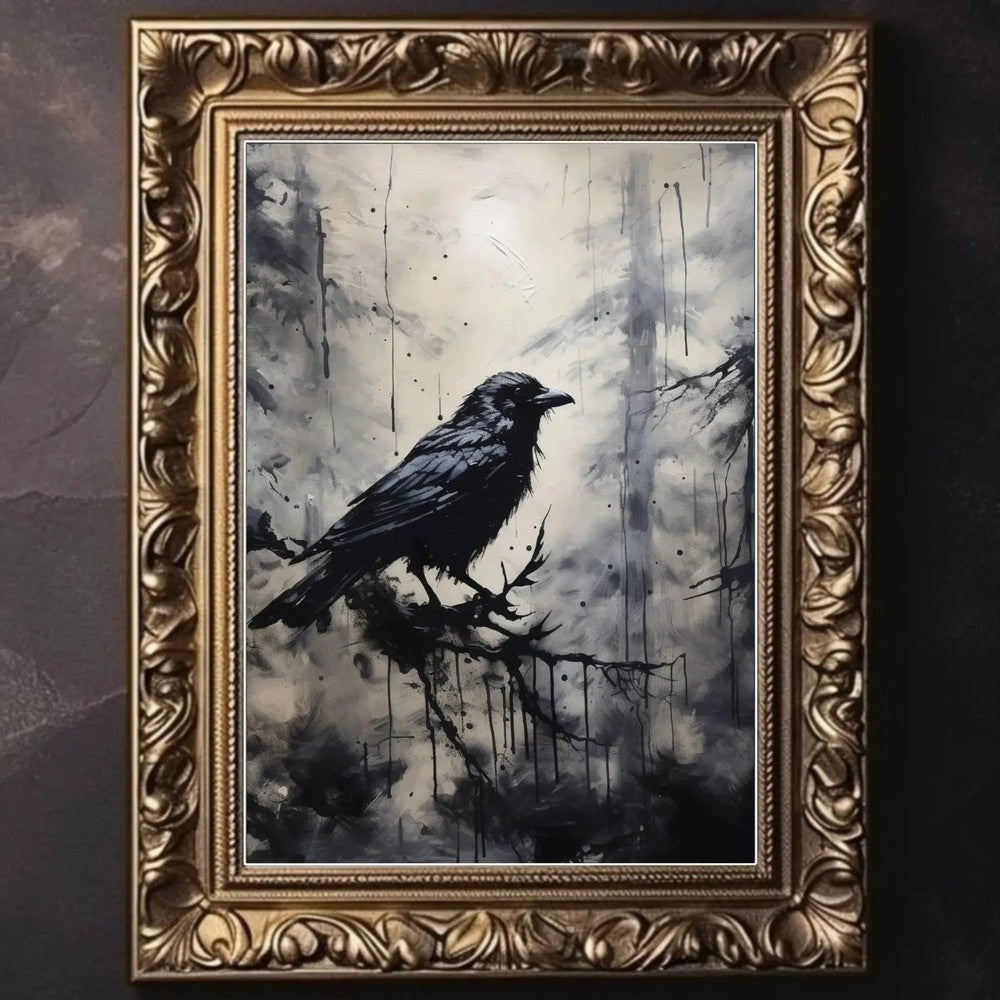 Victorian Animal Cat Raven Vintage Gothic Poster Witch Dark Academia Art Canvas-MoonChildWorld