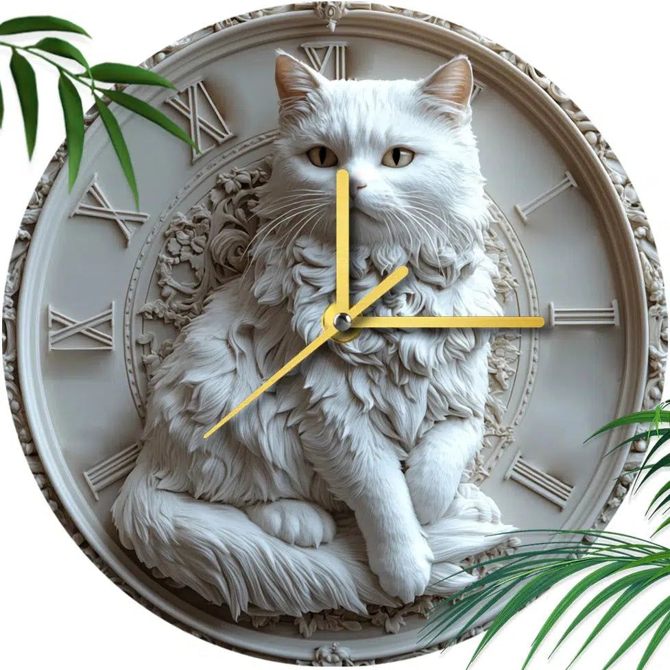 British Longhair Cat Wall Clock for Cat Lovers-MoonChildWorld