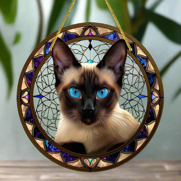 Siamese Cat Suncatcher Witchy Acrylic Round Sign