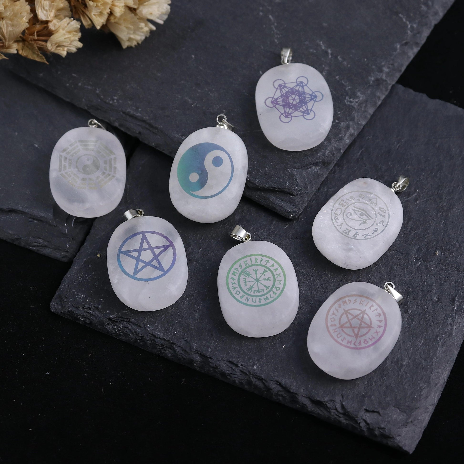 Natural Stone Necklace Obsidian Sun Moon Viking Constellations Metatron Chakra Reiki Spiritual Protection Necklace-MoonChildWorld