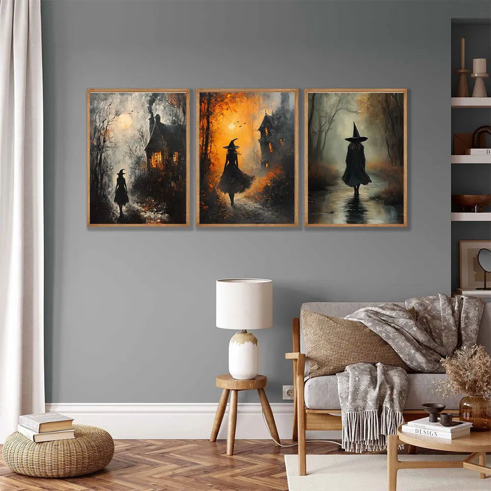 Dark Witch Posters Spooky Mystic Witch Wall Art Print Dark Academia Gothic Victorian Canvas Painting Halloween Decor-MoonChildWorld