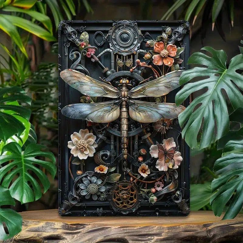 Steampunk Dragonfly Wall Decor Dragonfly Metal Sign Insect Home Decor-MoonChildWorld