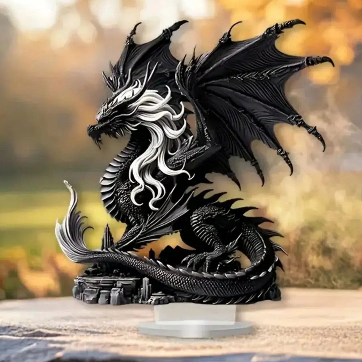 Book and Dragon 2D Flat Acrylic Figurine Dragon Table Ornament Dragon Desk Decor-MoonChildWorld