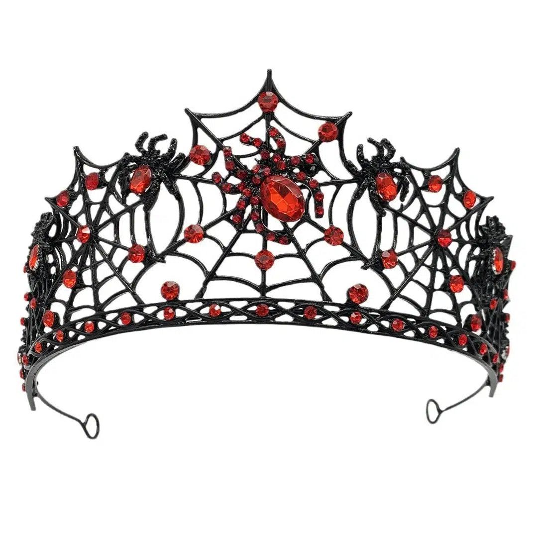 Gothic Spider Crystal Crown Witchy Tiaras for Halloween - Witch Hair Accessories-MoonChildWorld