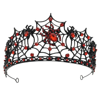 Gothic Spider Crystal Crown Witchy Tiaras for Halloween - Witch Hair Accessories