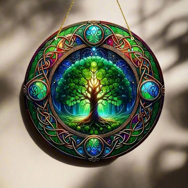 Celtic Knot Tree of Life Suncatcher Wicca Pagan Acrylic Round Sign-MoonChildWorld