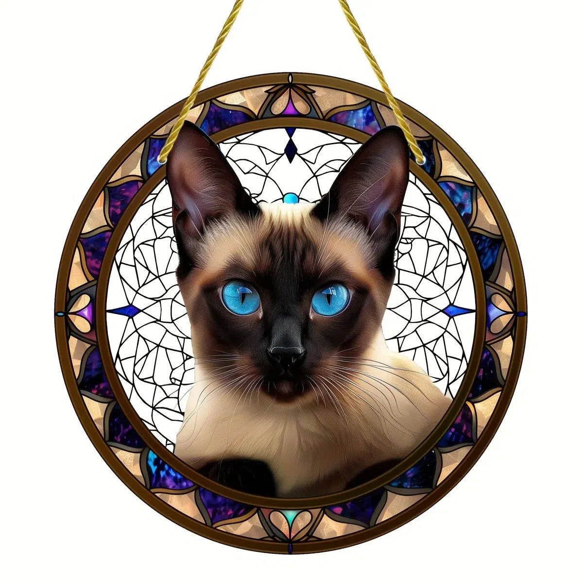 Siamese Cat Suncatcher Witchy Acrylic Round Sign-MoonChildWorld
