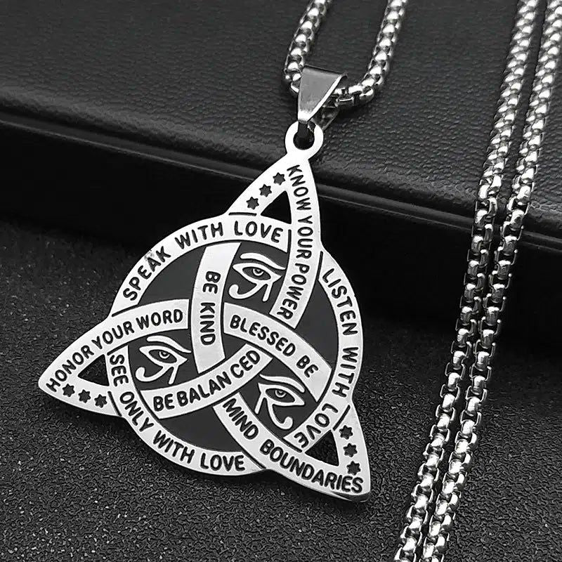 Eye of Horus Necklace Triquetra Celtic Knot Witchcraft Necklace-MoonChildWorld