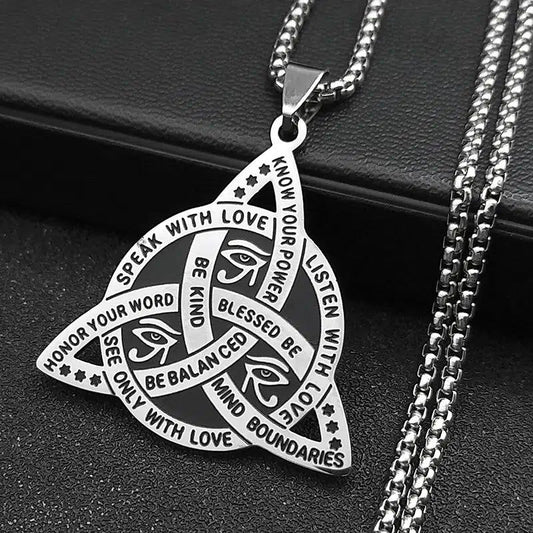 Eye of Horus Necklace Triquetra Celtic Knot Witchcraft Necklace