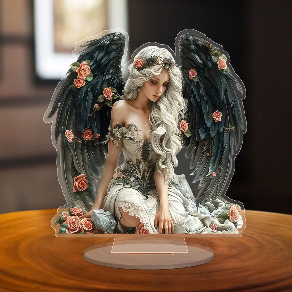 Beautiful Angel Acrylic Decorative Plaque Desktop Decor Elves Pagan Table Ornament-MoonChildWorld