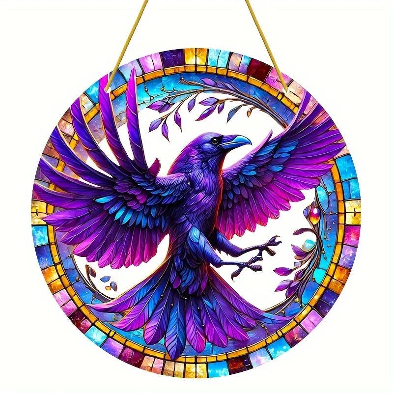 Dark Raven Halloween Suncatcher Gothic Crow Window Hanging-MoonChildWorld