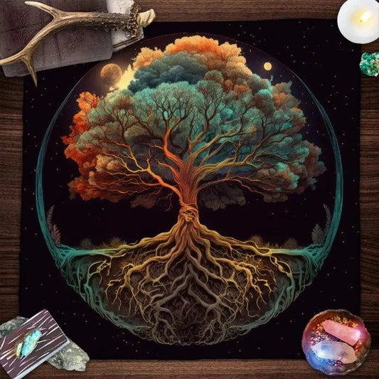 Trees Of Life Tarots Card Tablecloth Pagan Altar cloth